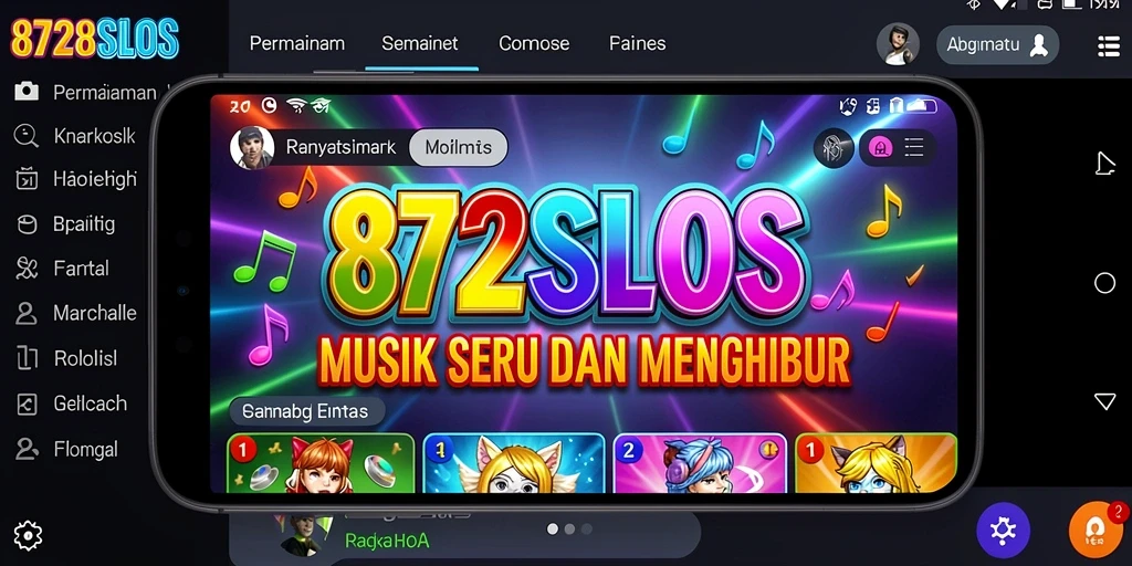 Gameplay 8728SLOTS yang mengasyikkan dengan iringan musik.