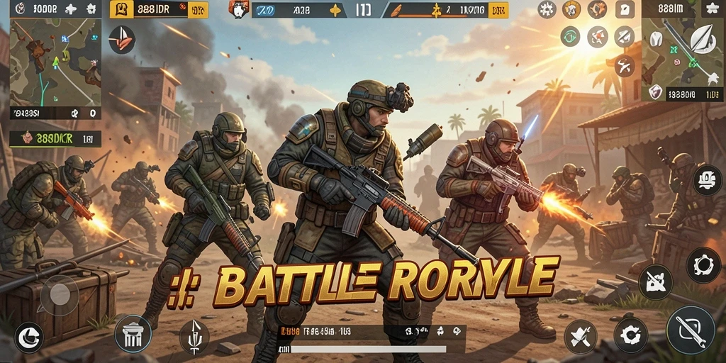 Tangkapan layar pertempuran seru dalam game Battle Royale.