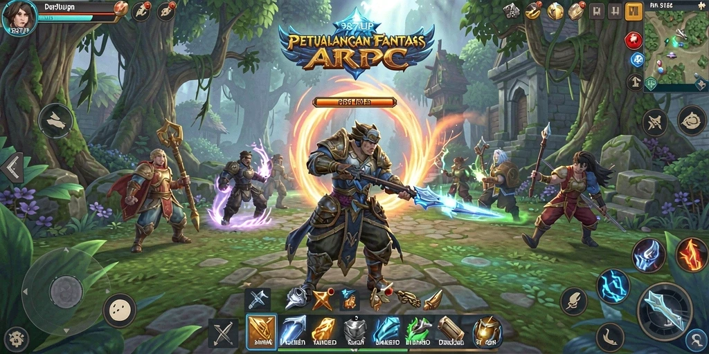 Screenshot 987UP menampilkan pertarungan seru dalam dunia ARPG.