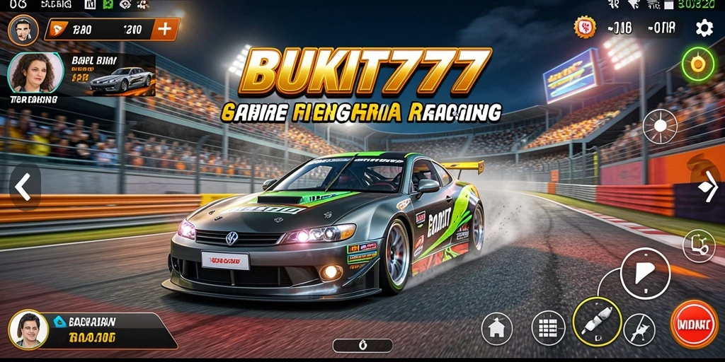 Tampilan gameplay seru dalam BUKIT777 yang menggambarkan balapan mendebarkan.