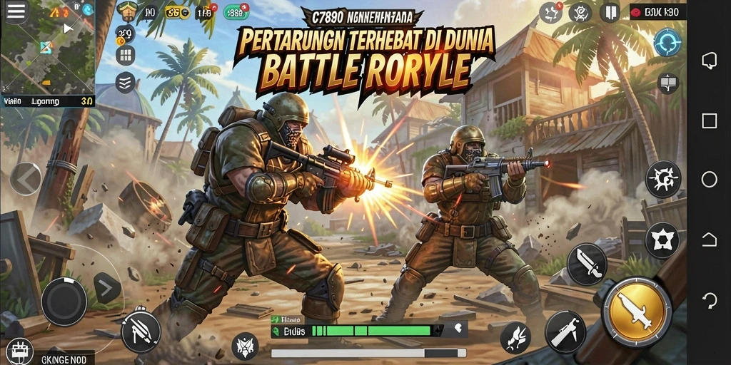 Tangkapan layar C7890 menampilkan aksi menegangkan dalam mode Battle Royale.