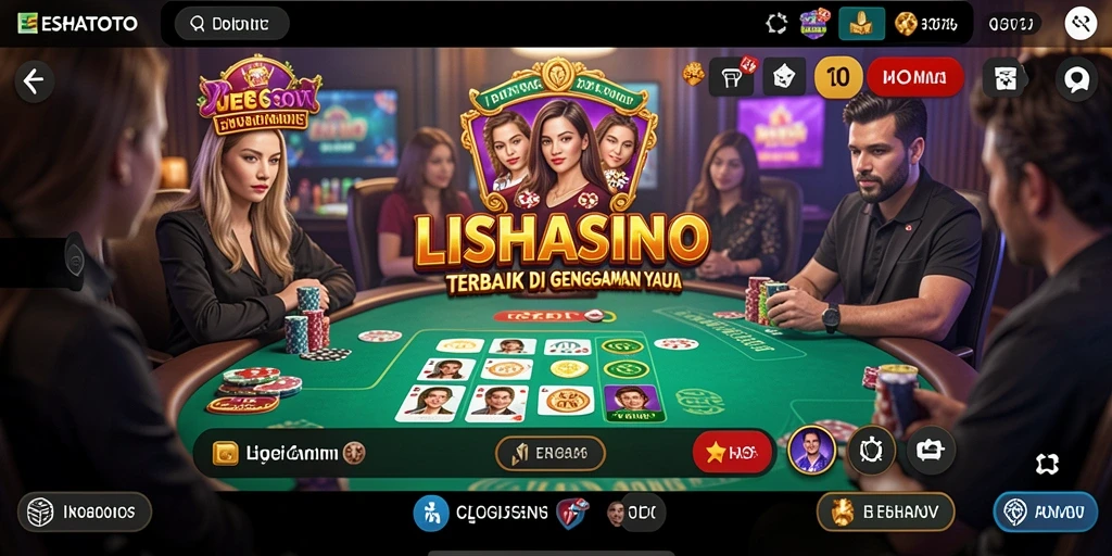Screenshot gameplay ESHATOTO yang menampilkan dealer langsung dalam aksi.