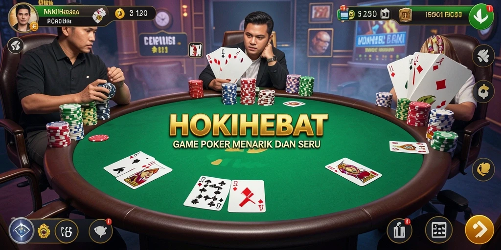 Screenshot HOKIHEBAT menampilkan aksi seru permainan poker.