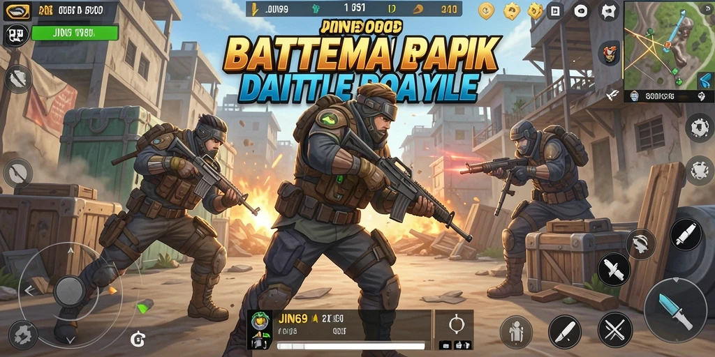 Screenshot gameplay JIN69 yang mendebarkan dalam pertempuran Battle Royale.
