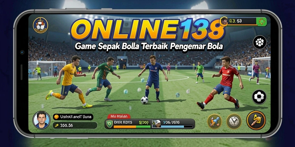 Tampilan gameplay seru dalam ONLINE138, penuh aksi sepak bola.