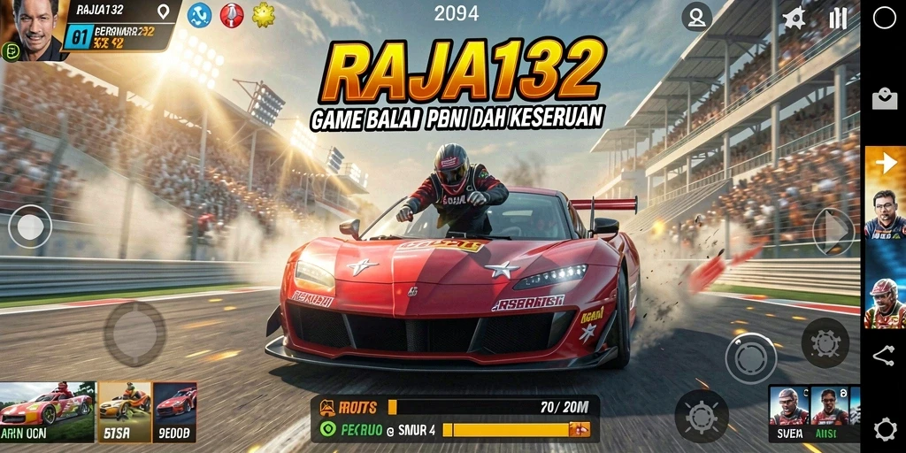 Gameplay seru RAJA132 dengan balapan menegangkan.