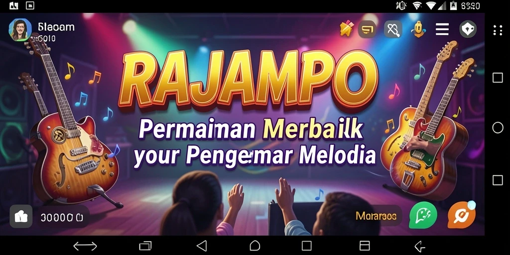 Tampilan RAJAMPO dengan gameplay musik yang dinamis dan mengasyikkan.