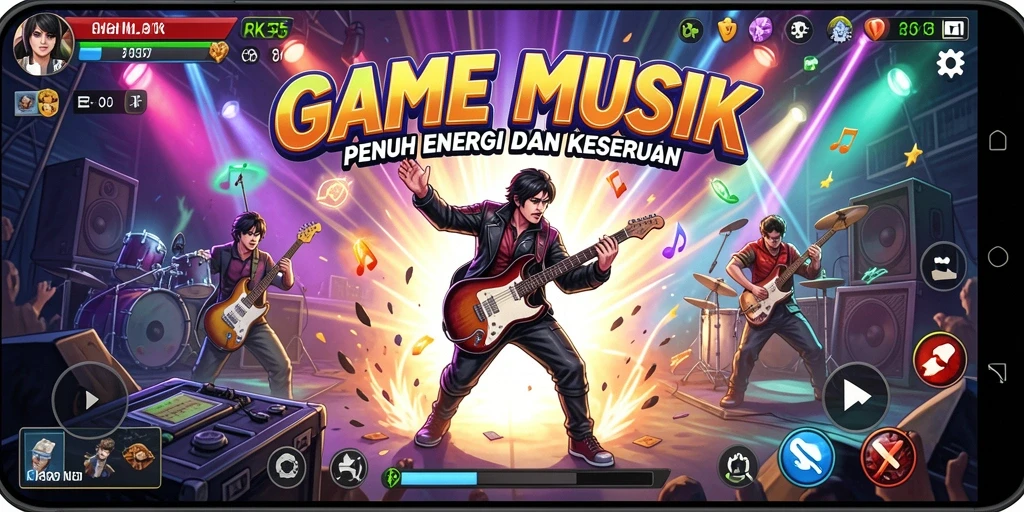 Tampilan gameplay <strong>RK55</strong> yang mendebarkan saat menyelesaikan lagu.