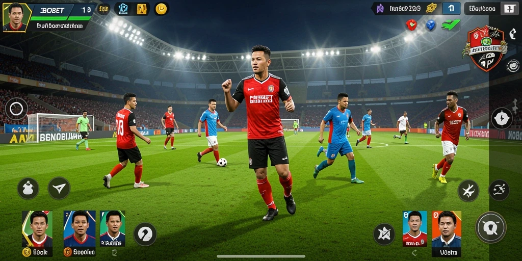Tampilan grafik menarik dari gameplay sepak bola di SBOBET.