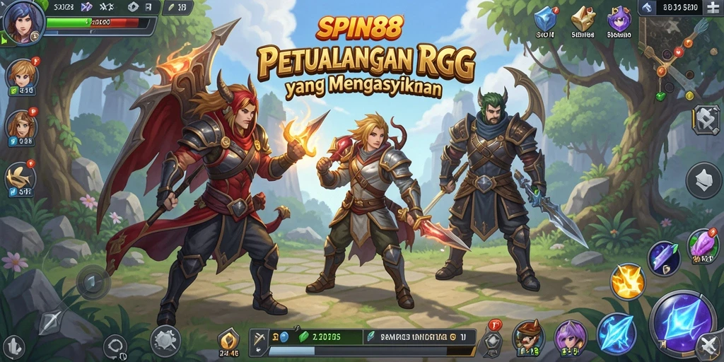 Tampilan gameplay seru SPIN88 yang menampilkan pertarungan karakter RPG.