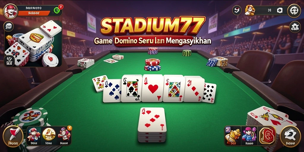 Screenshot gameplay STADIUM77 yang menunjukkan suasana bermain domino.