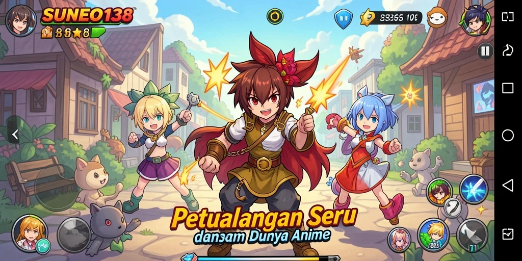 Tampilan gameplay SUNEO138 yang penuh warna dan menarik.