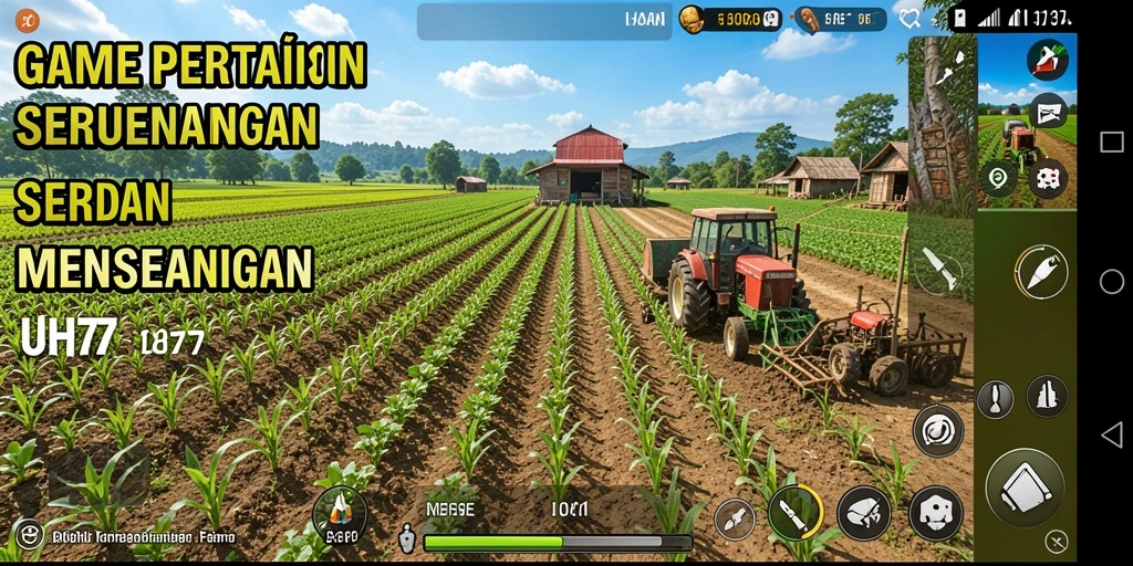 Gameplay UH77 dengan elemen pertanian yang menarik dan interaktif.